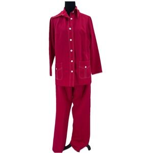 Deadstock NPC Fashion Vintage Red pantsuit Women Retro Mod disco 70s Grannycore